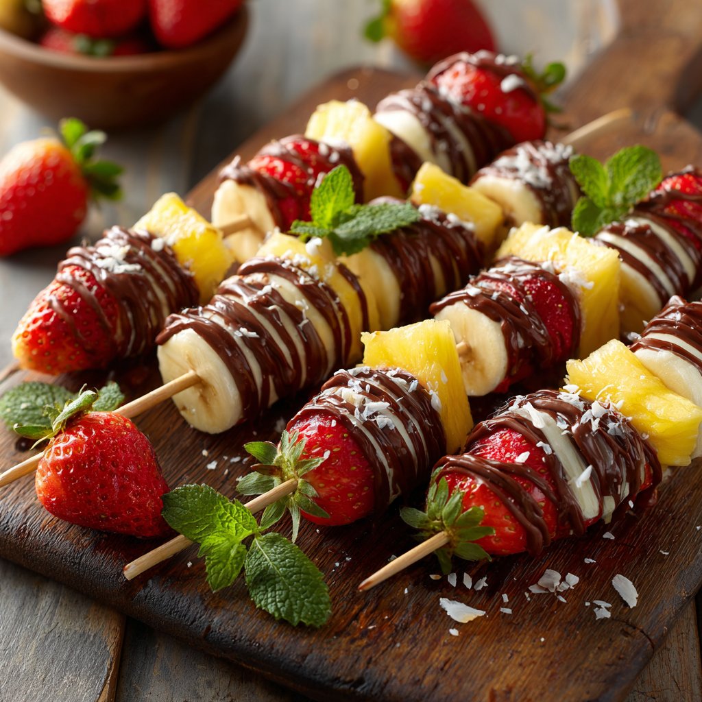 Chocolate Dipped Fruit Skewers