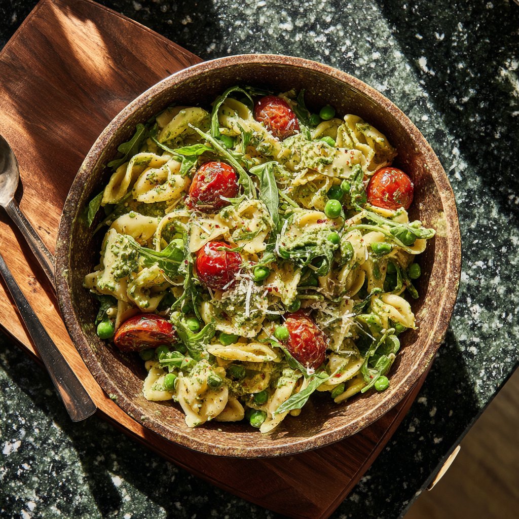 Arugula and Pea Pasta Salad