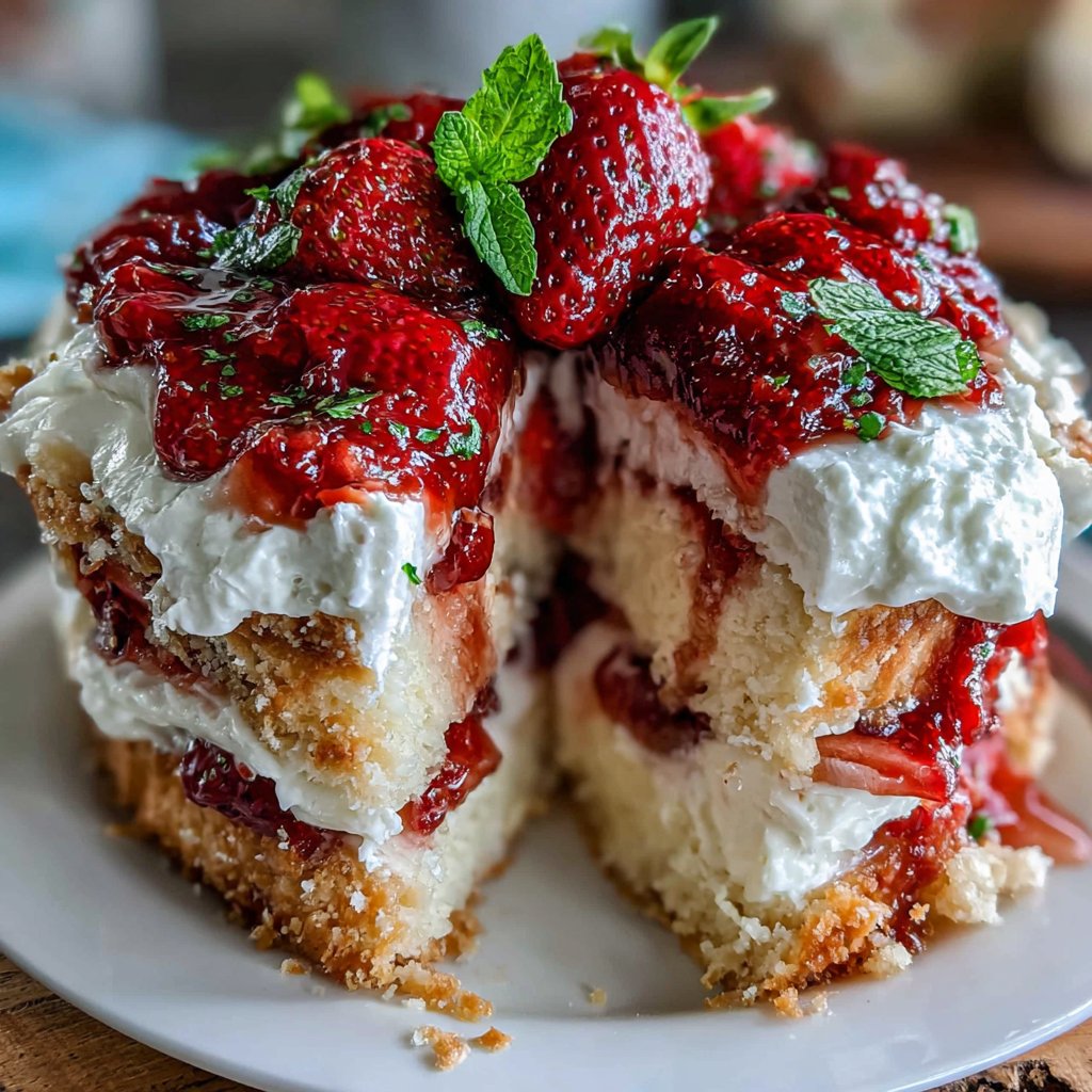 Rustic Strawberry Shortcake Pie