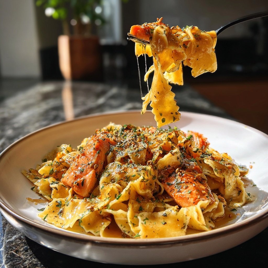 Maple Glazed Salmon Pasta